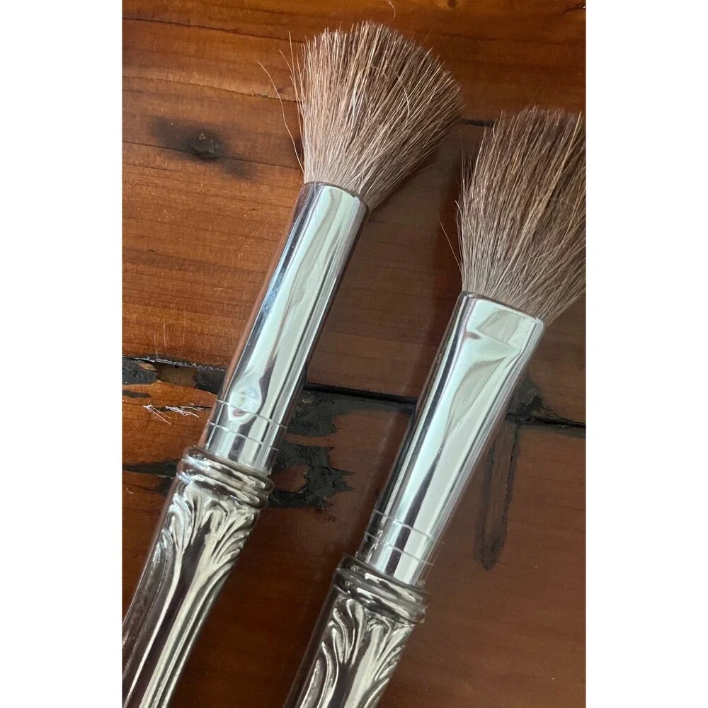 6 pc Vintage Regal Silver Plate Makeup Brushes
